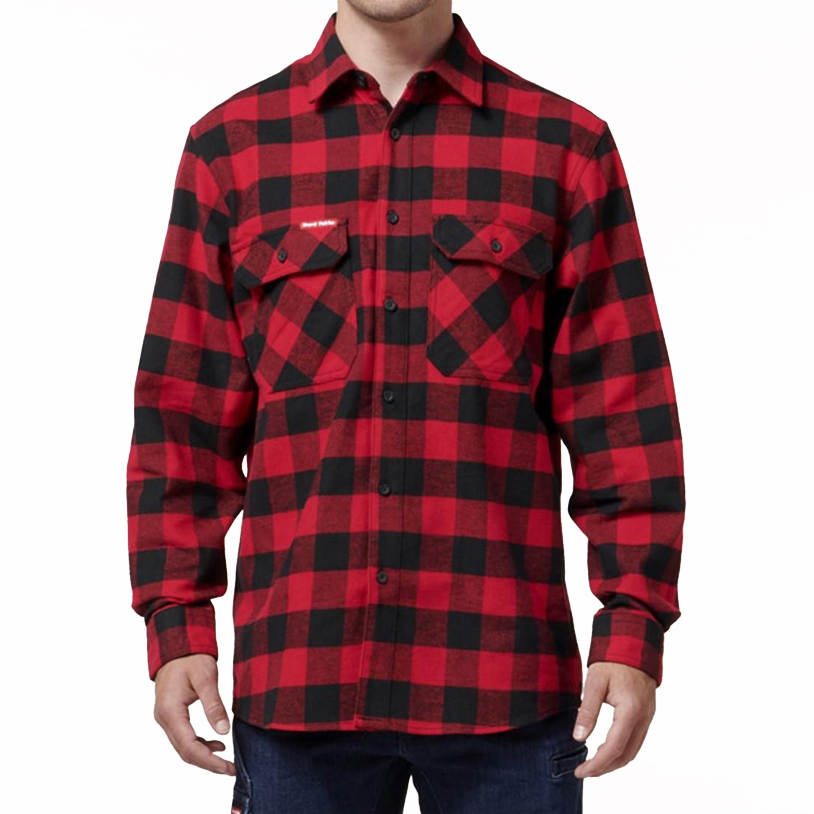 Hard Yakka Long Sleeve Flannel Shirt Men's Trainers, Size Med In Red