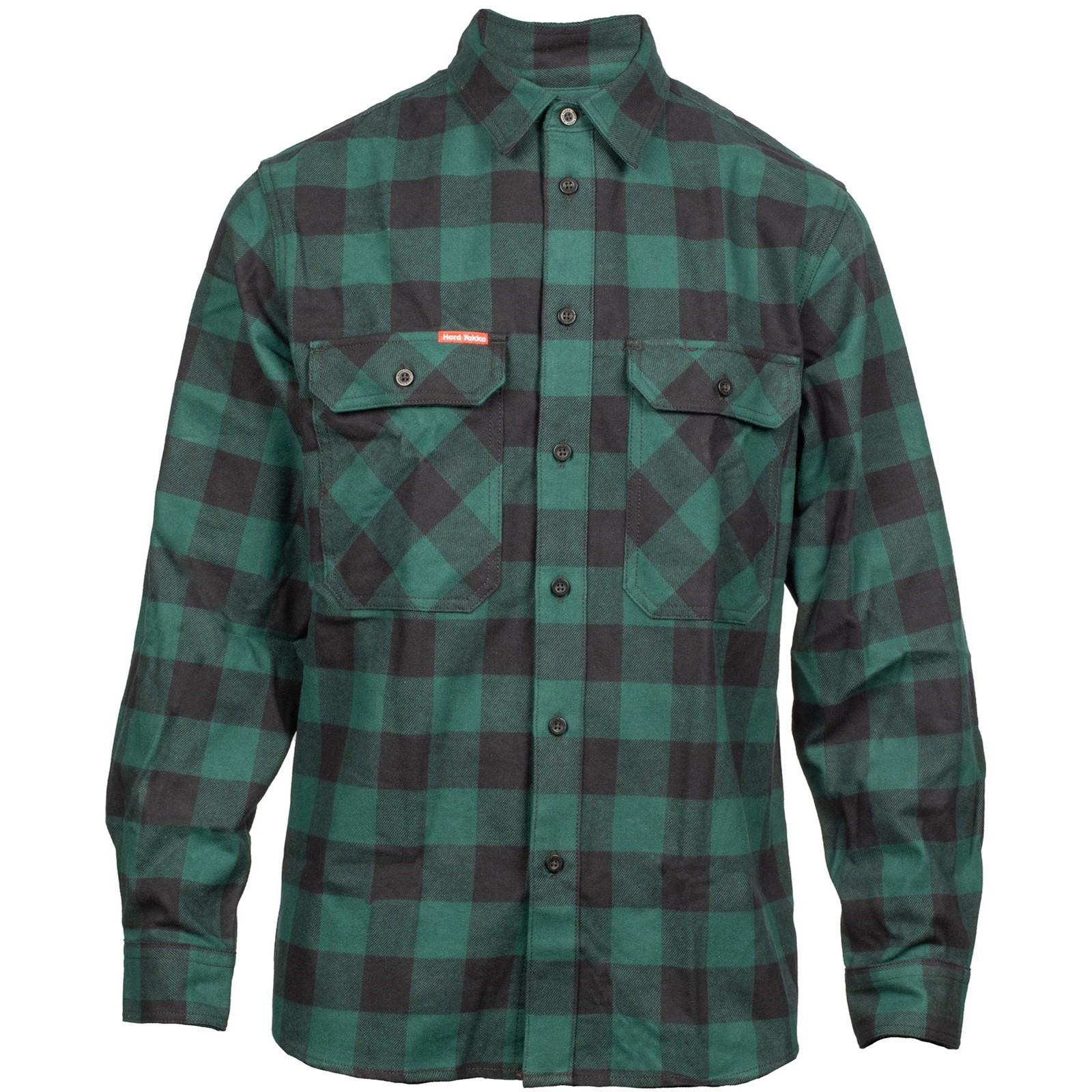 Hard Yakka Long Sleeve Flannel Shirt Men's Trainers, Size Lge In Green