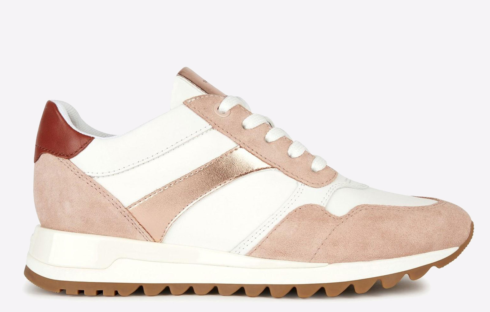Geox Tabelya Waterproof Womens Trainers, Size 6 In Nude / White / Pink