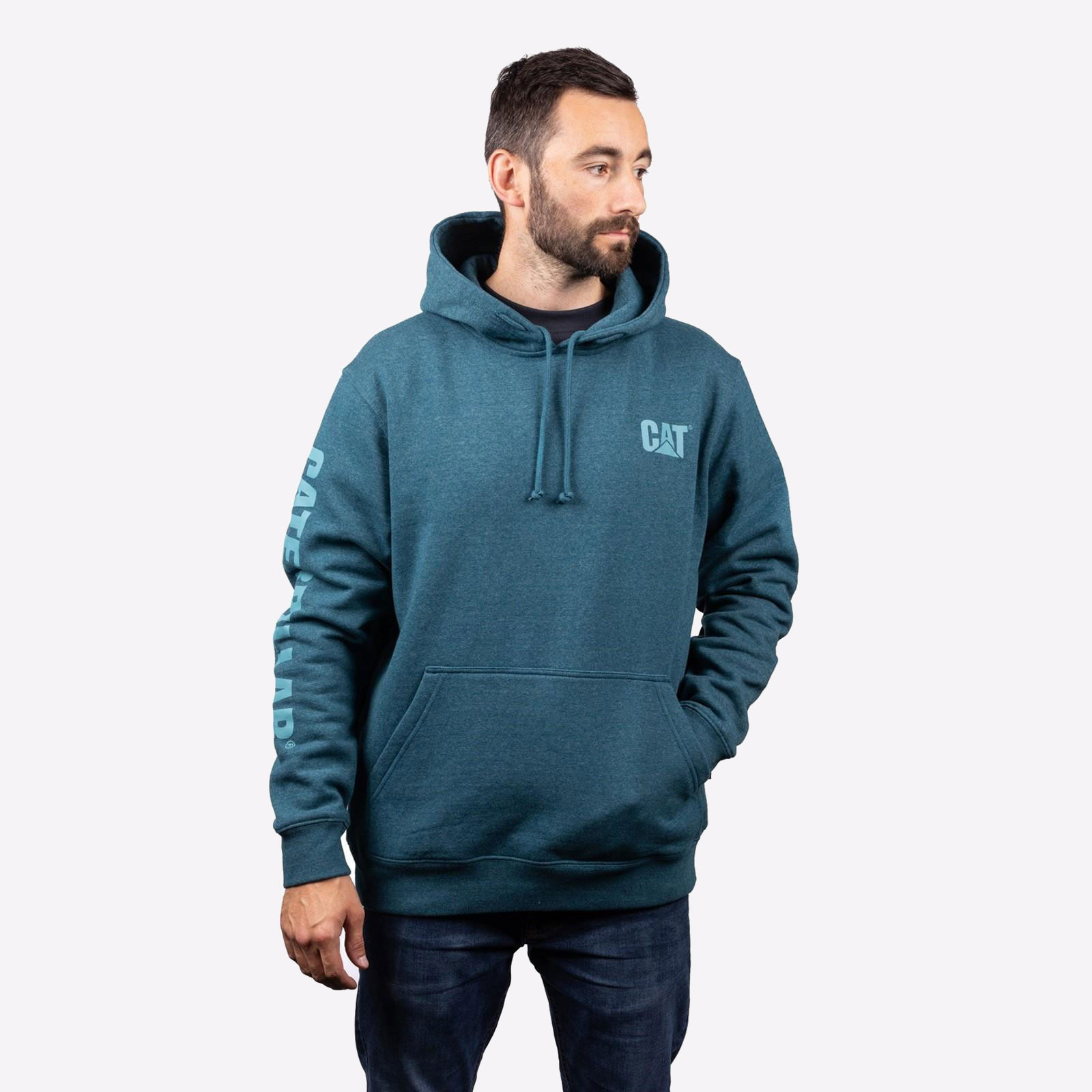 Caterpillar Trademark Banner Hoodie Sweatshirt Mens - GRD-38521-71794-07