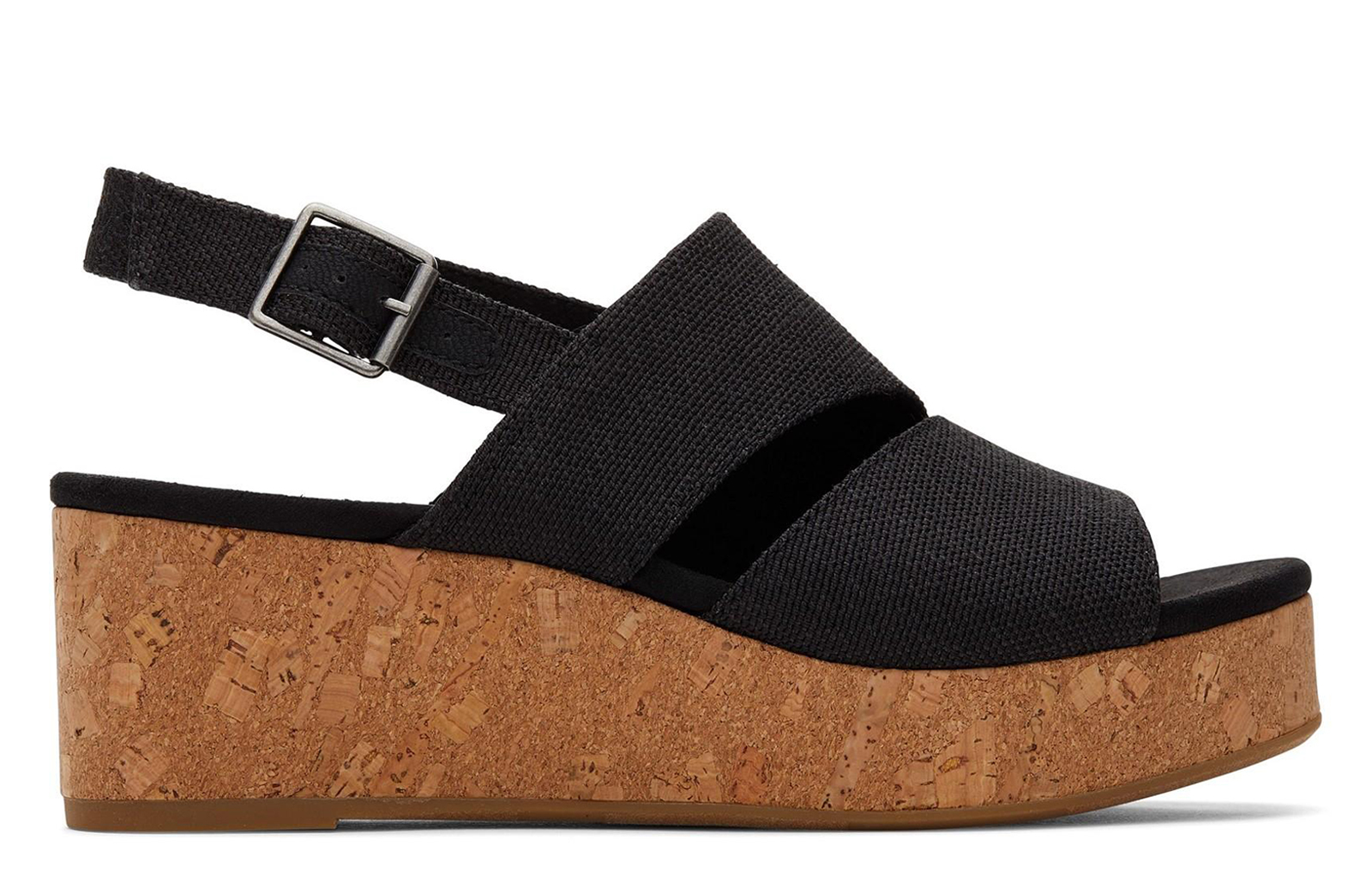 Toms Claudine Womens Wedge Sandals | Slip On Shoes  | Black  | UK Size 4