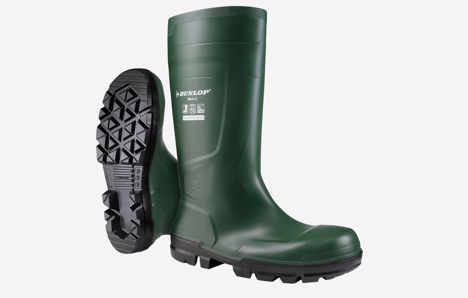 Dunlop Work-It Full Safety Waterproof Wellington Men's | Safety Boots  | Green  | UK Size 8