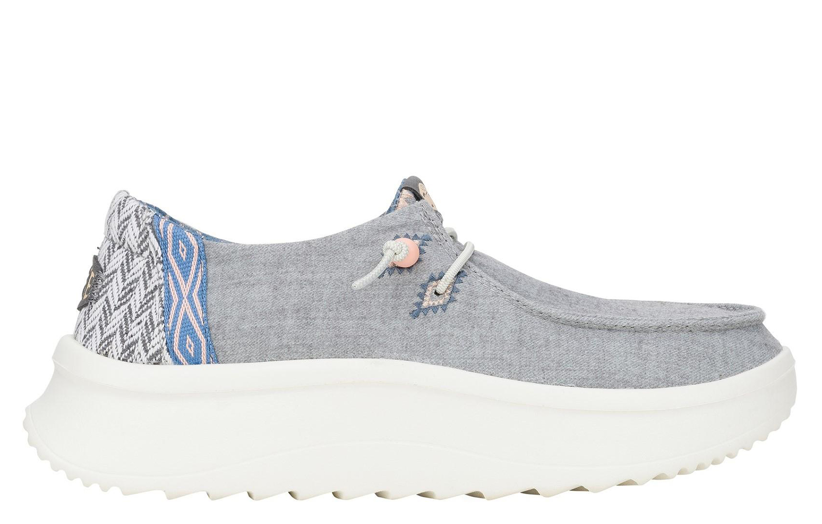 Hey Dude Wendy Peak Chambray Woven Womens Shoes | Slip On Shoes  | Grey  | UK Size 4