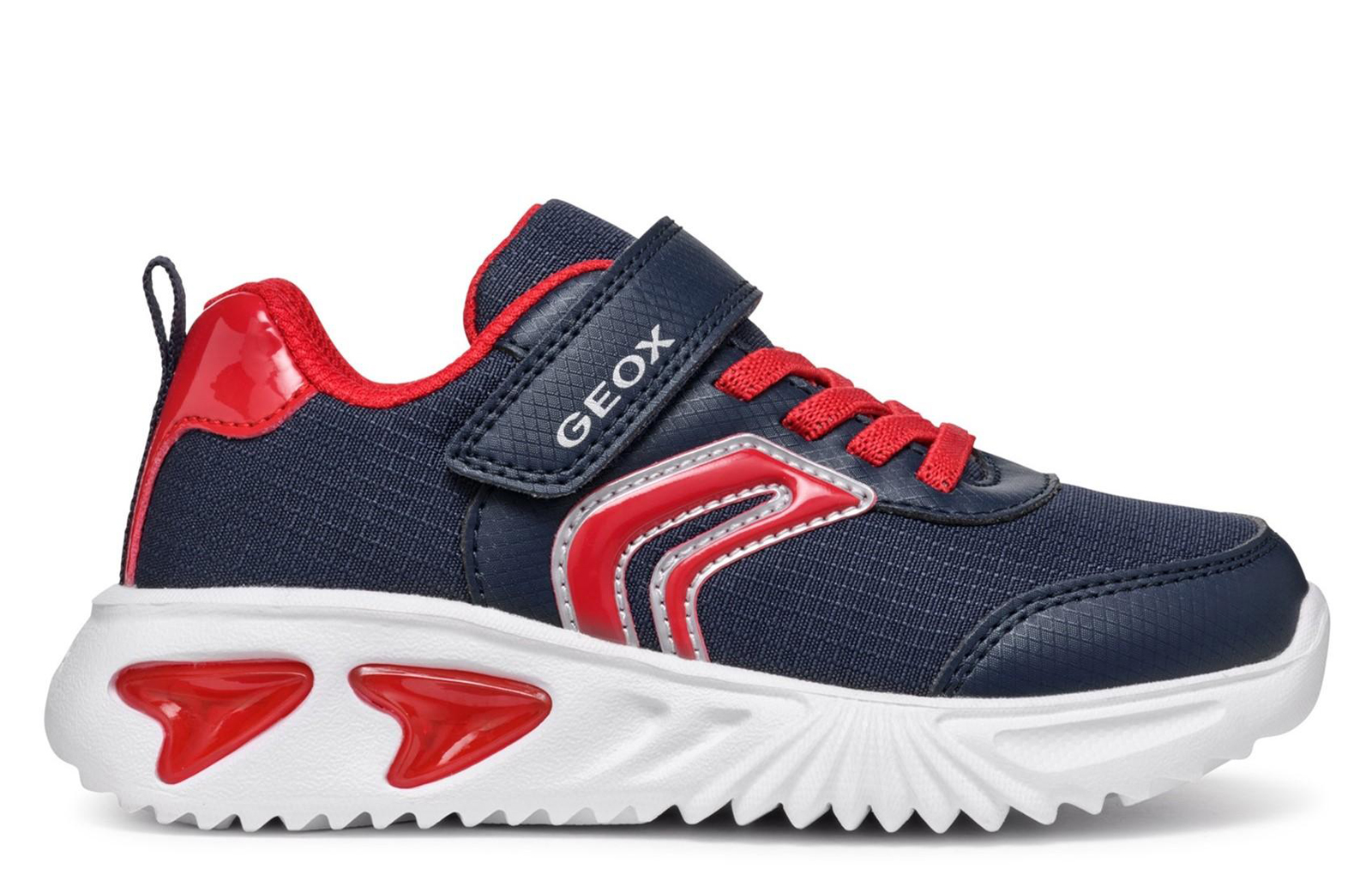 Geox Assister Boys Light Up | School Shoes  | Navy / Red  | UK Size 12.5