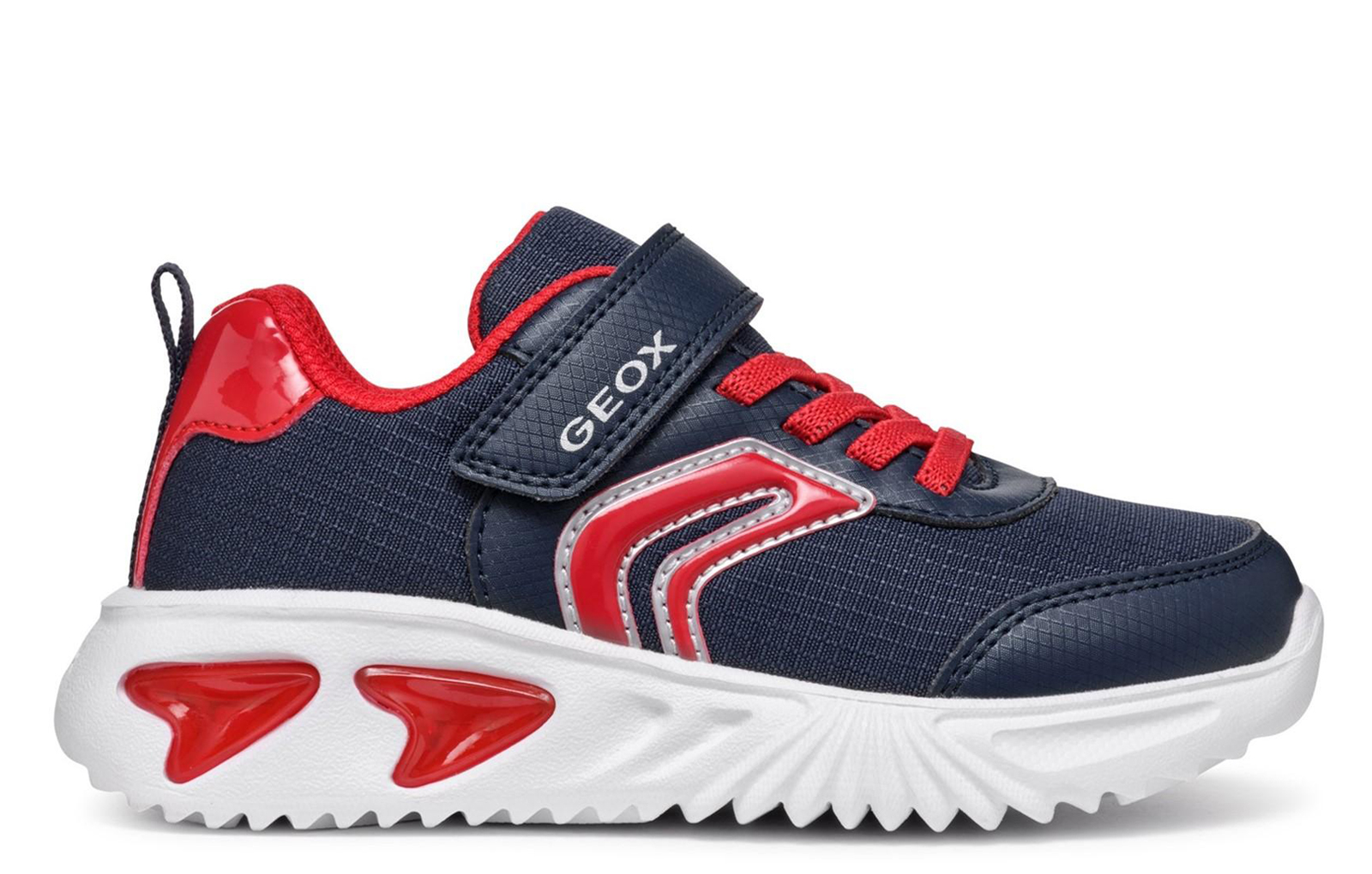 Geox Assister Kids Light Up | School Shoes  | Navy / Red  | UK Size 1.5