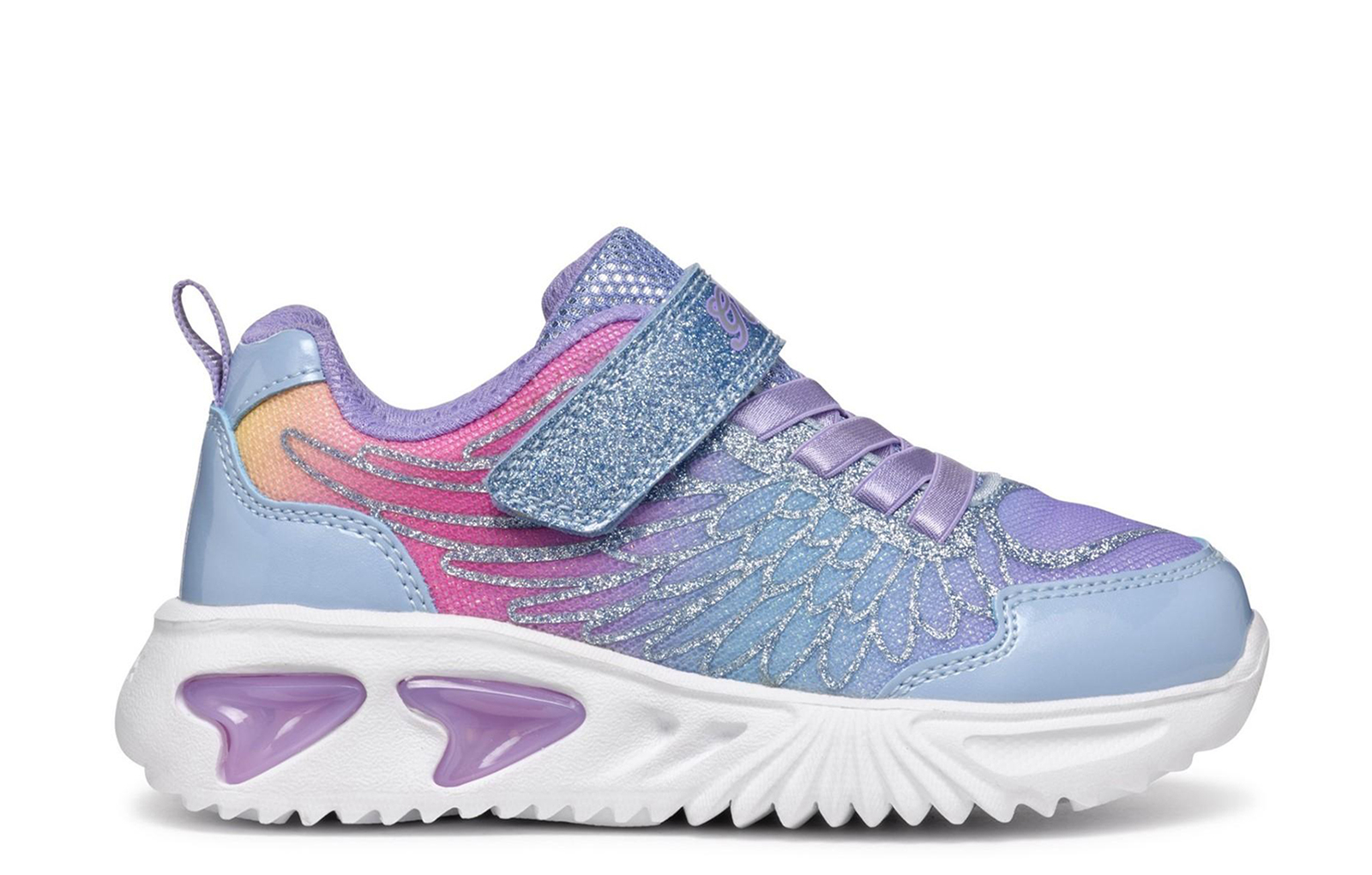 Geox Assister Light-Up Girls Trainers  Size: 1.5 Colour : Sky/Multicolour