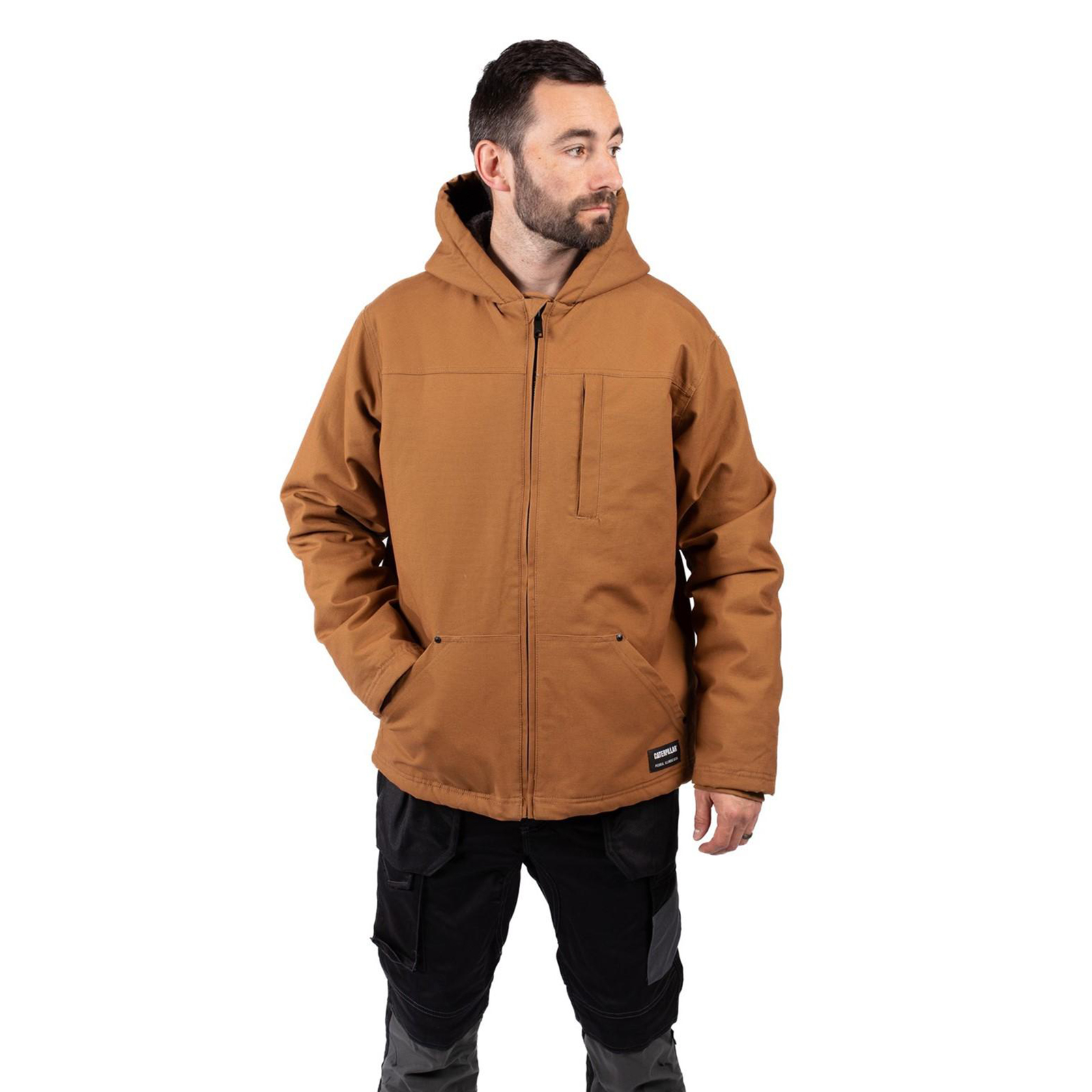 Caterpillar Hooded Sherpa Waterproof Jacket Men's - Bronze - Size Lge
