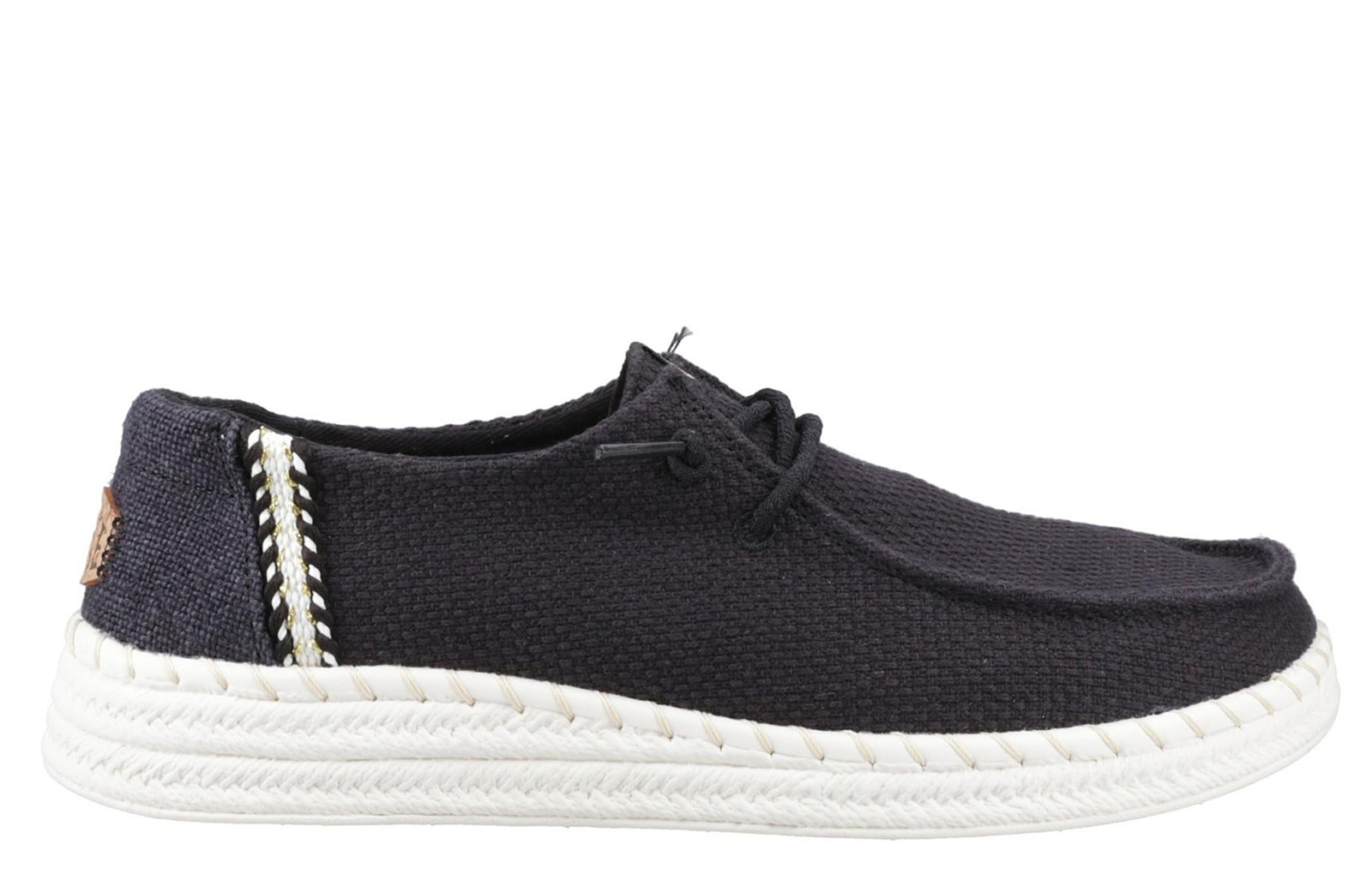 Hey Dude Wendy Espadrille Womens Shoes Trainers, Size 6 In Black