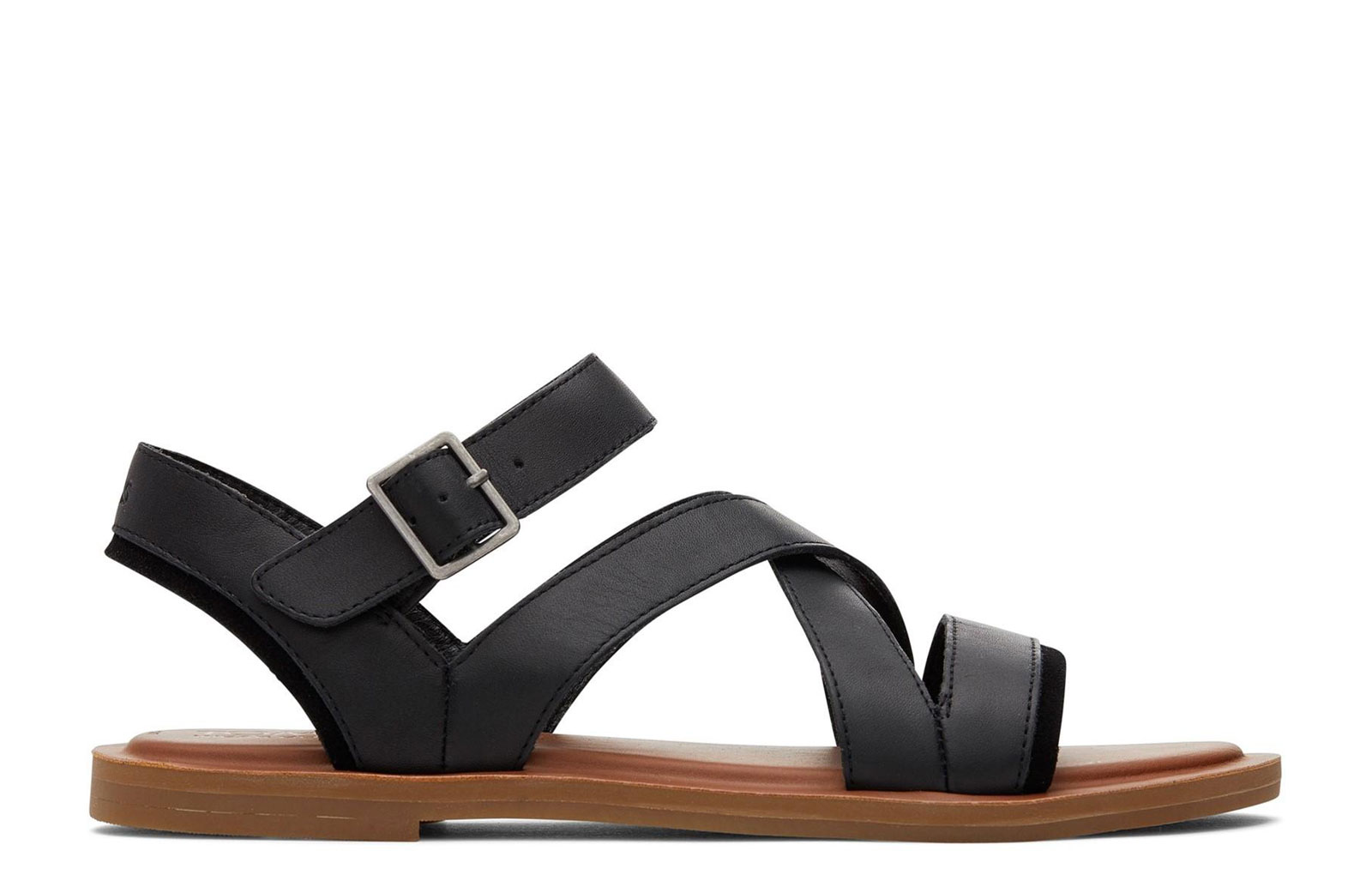 Toms Sloane Womens Leather Sandals | Slip On Shoes  | Black  | UK Size 8