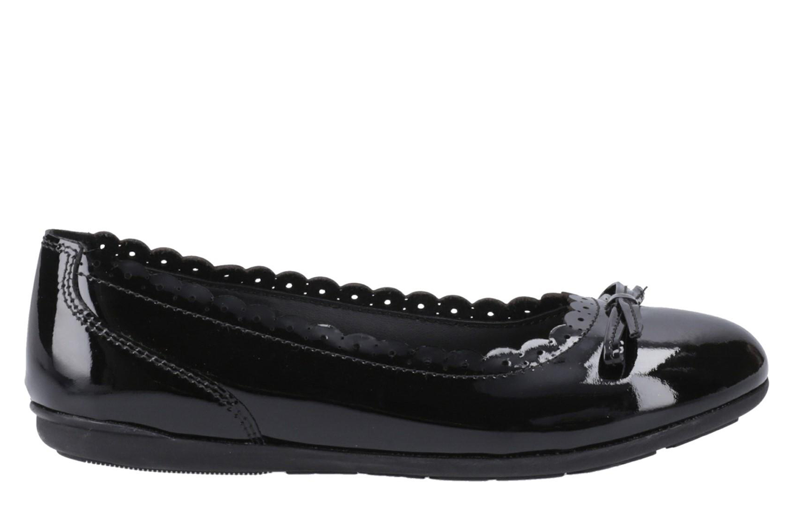 Hush Puppies Lillie Patent Kids Girls Ballerina Shoes | School Shoes  | Black  | UK Size 12