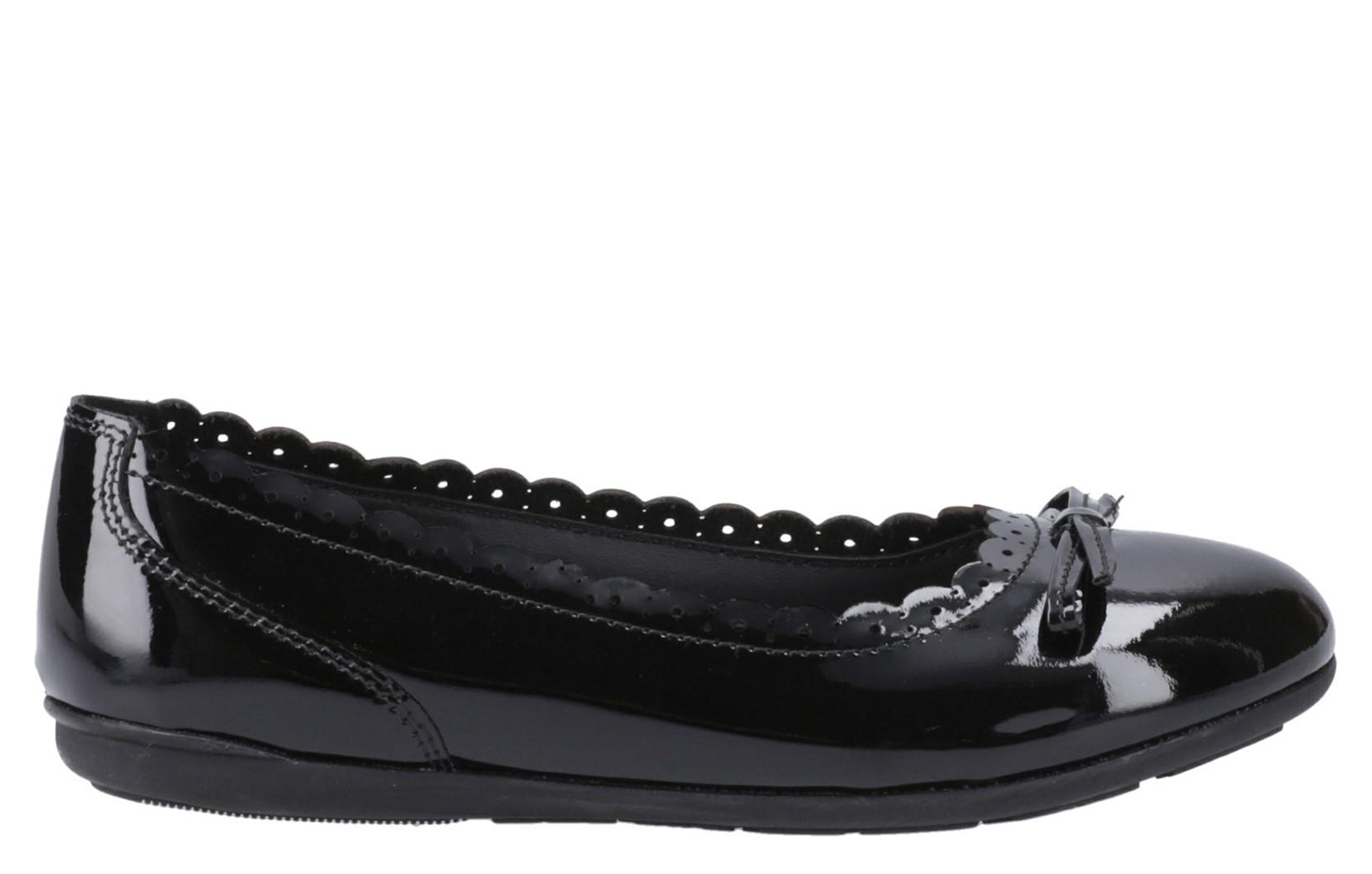 Hush Puppies Lillie Patent Senior Girls Ballerina Shoes | School Shoes  | Black  | UK Size 5