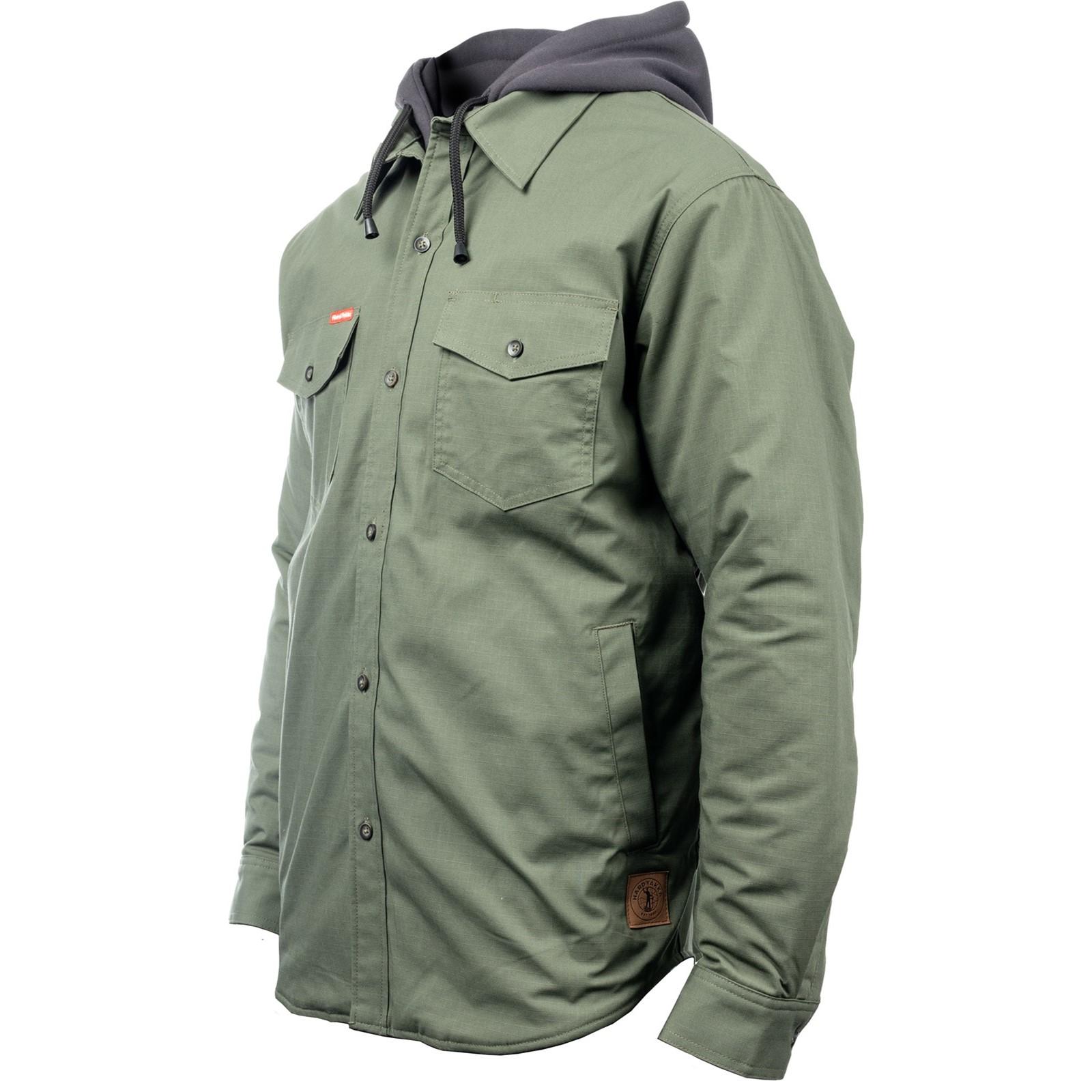 Hard Yakka Quilted Solid Men's Shacket Men's Trainers, Size Lge In Military Green