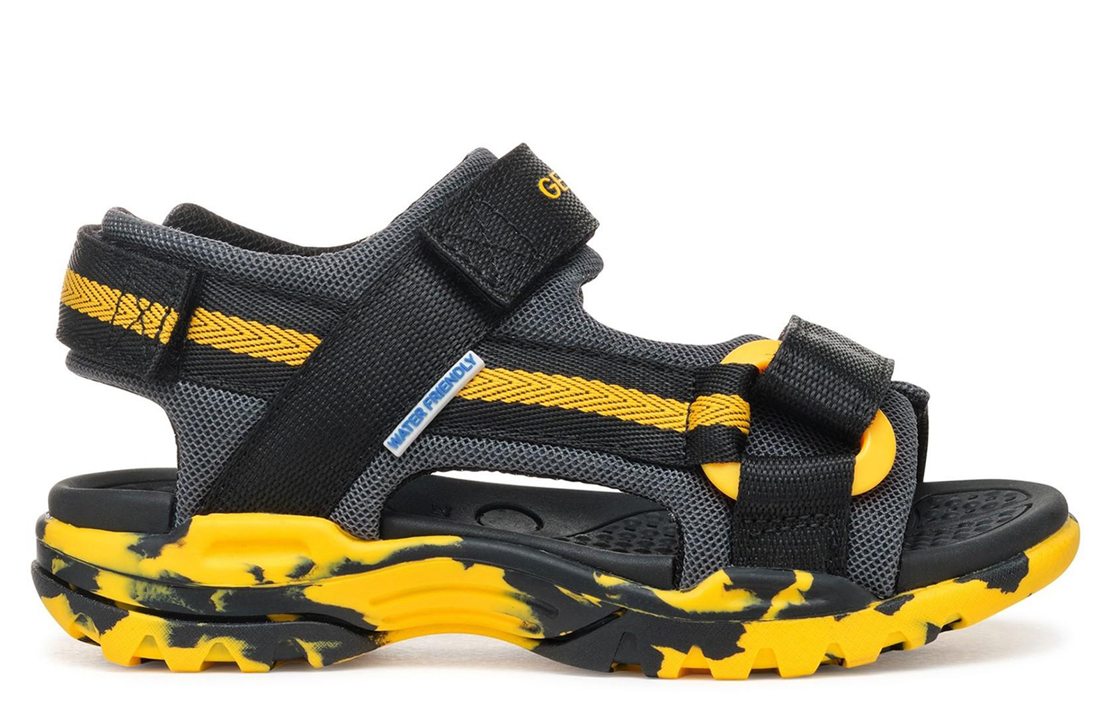 Geox Borealis Water-Friendly Boys Sandals | Sandals  | Black/Yellow  | UK Size 1.5