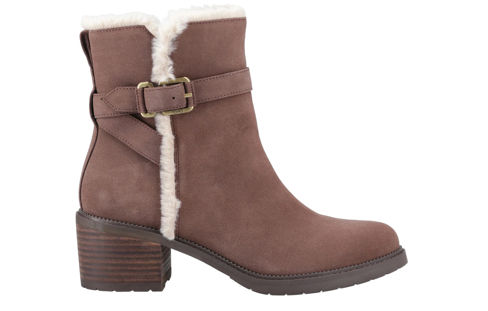 Toms Hailey Buckle Womens Ankle Boots | Slip On Shoes  | Oak Brown  | UK Size 5