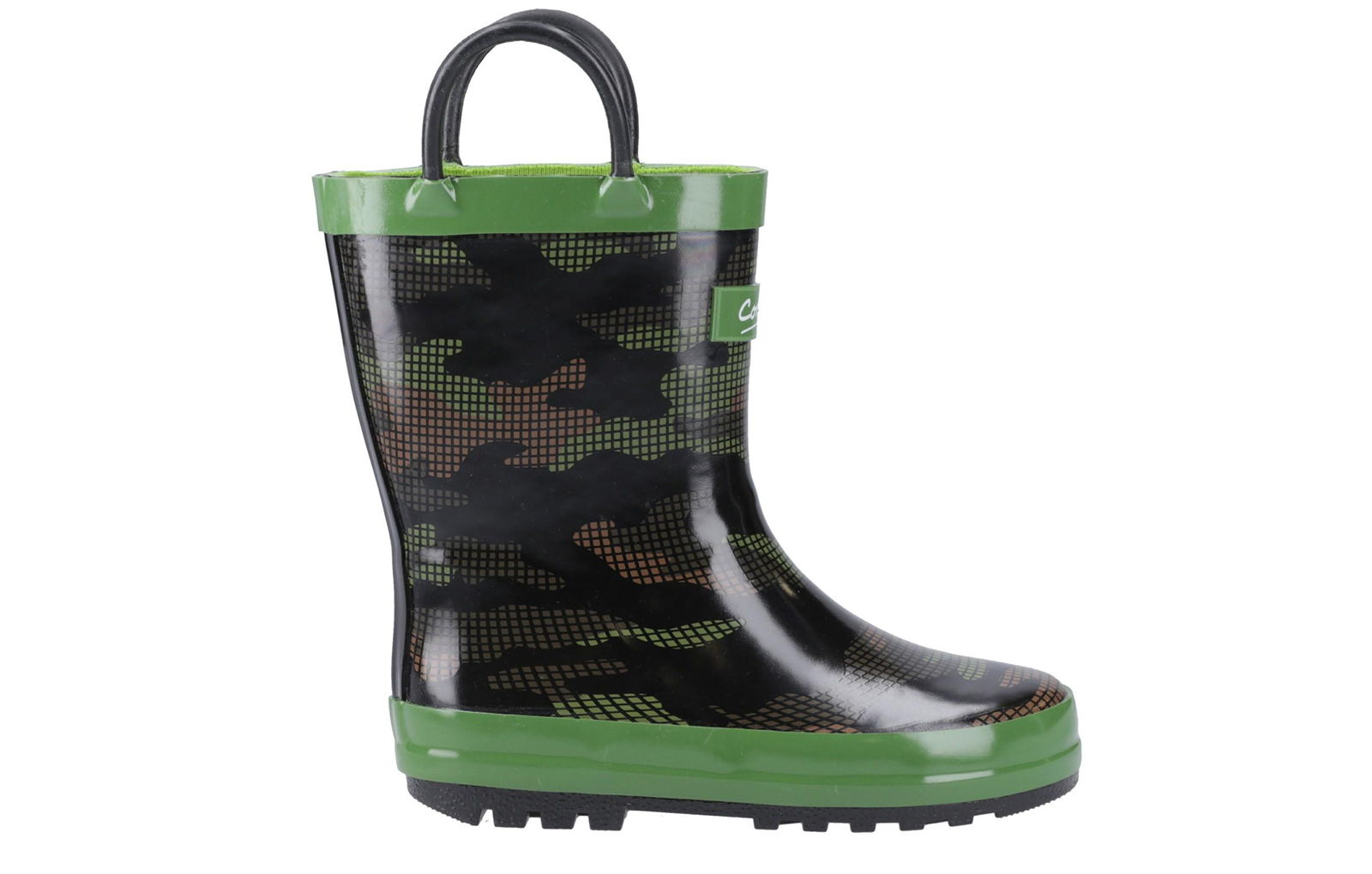 Cotswold Puddle Kids Waterproof Pull On Wellington Boots | Slip On Shoes | Camouflage | UK Size 10