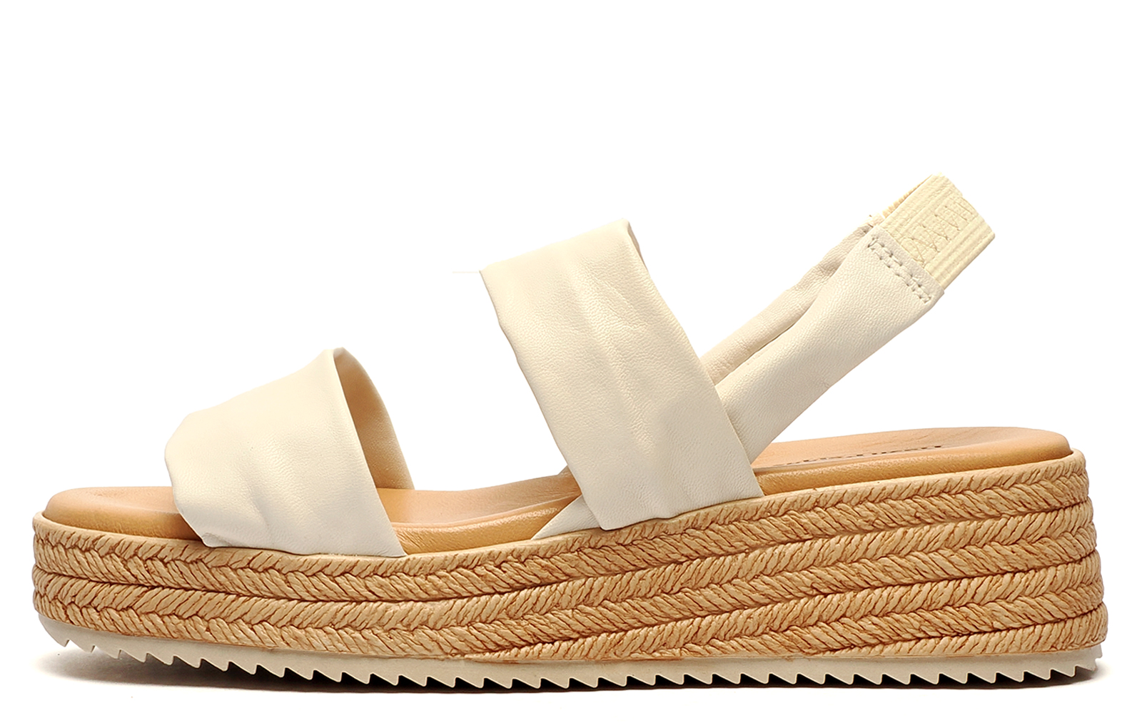 Hush Puppies Rachel Womens Leather Wedge Sandals | Slip On Shoes  | Cream  | UK Size 6