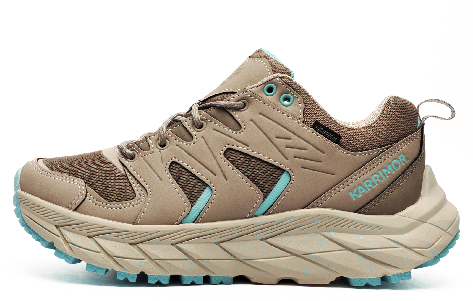 Karrimor Premium Kestrel Low Womens Waterproof Hiking Shoes Trainers, Size 5 In Taupe / Teal