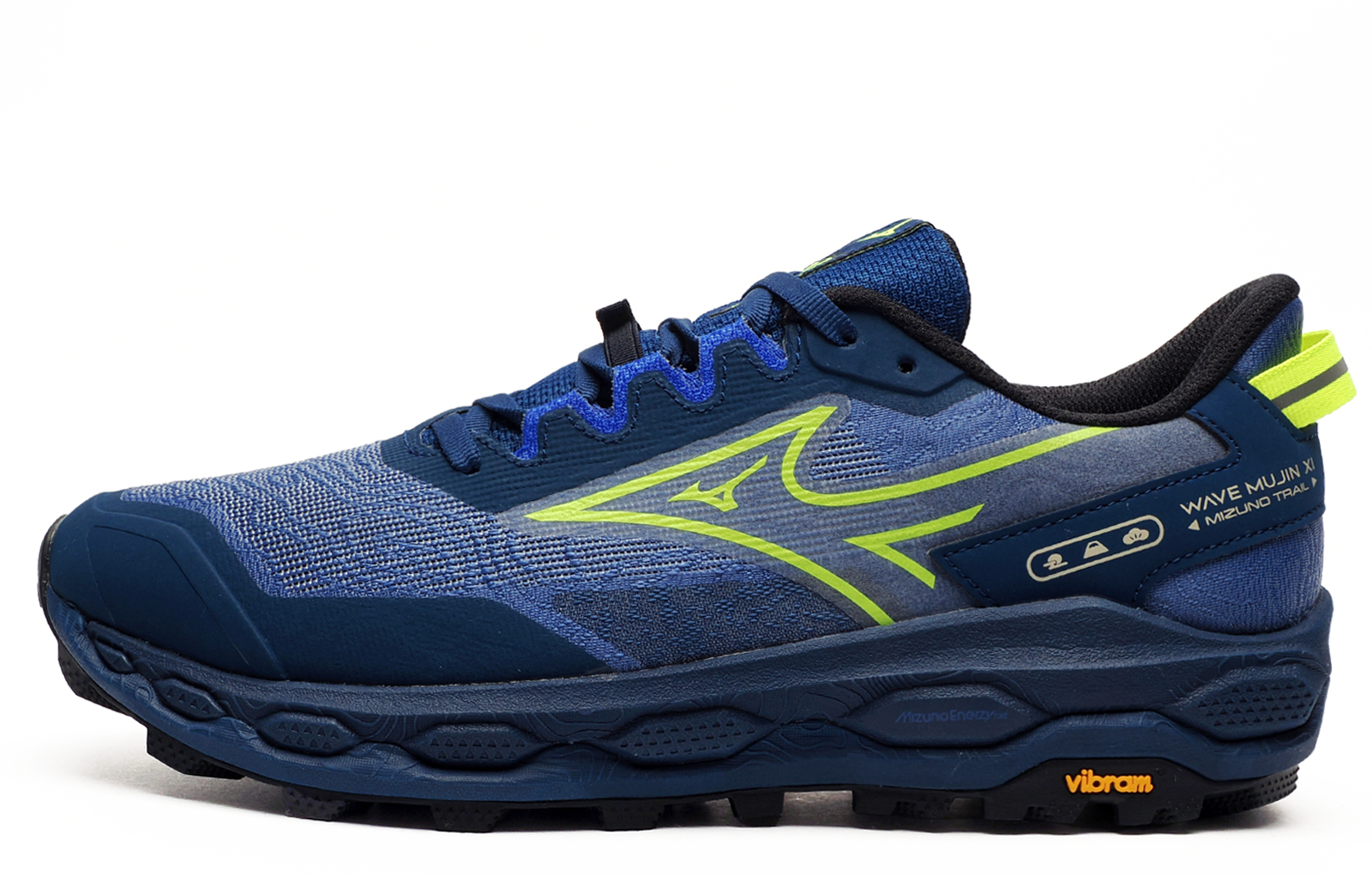 Mizuno Wave Mujin 11 Vibram Men's Trail Running Shoes Men's | Running Trainers  | Dazzling Blue / Lightning Yellow  | UK Size 8.5