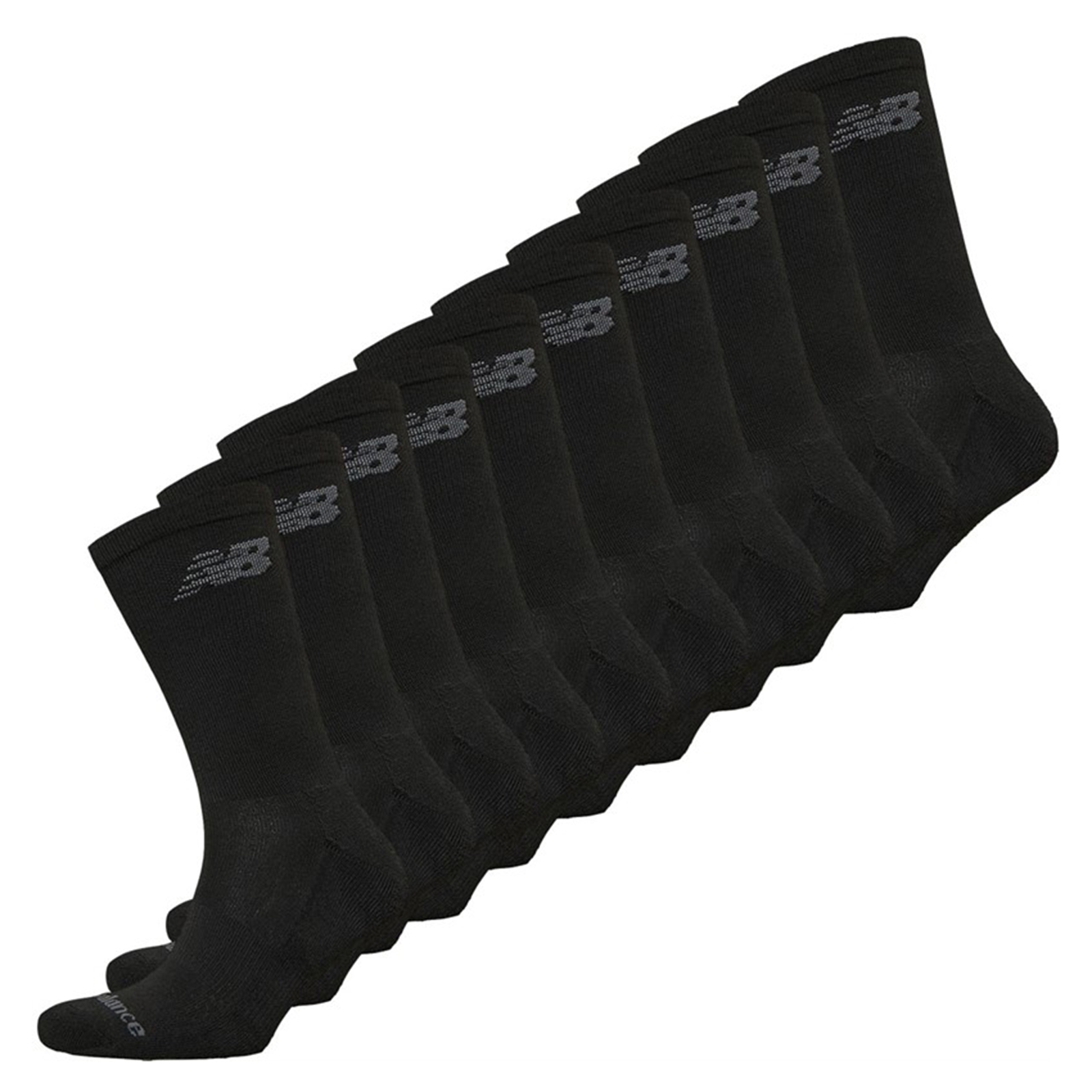 New Balance 10 Pair Pk Performance Socks Men's Trainers, Size L (9 - 11) In Black