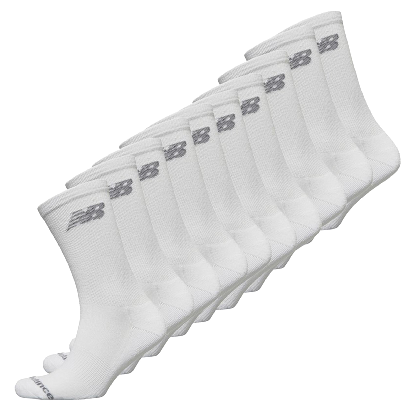 New Balance 10 Pair Pk Performance Socks Men's Trainers, Size L (9 - 11) In White