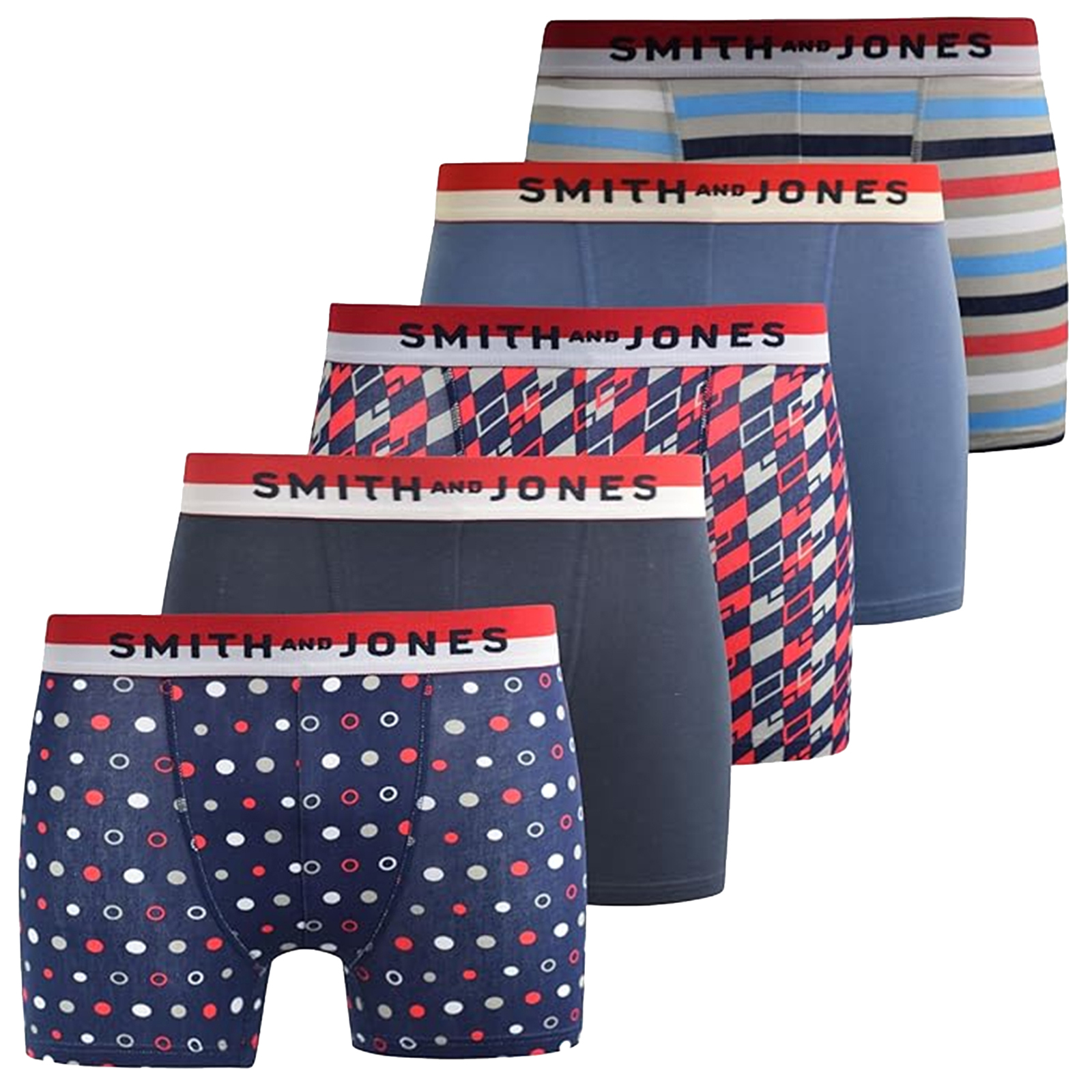 Smith & Jones Nellary 5Pk Men's Boxer Shorts  Colour : Multi