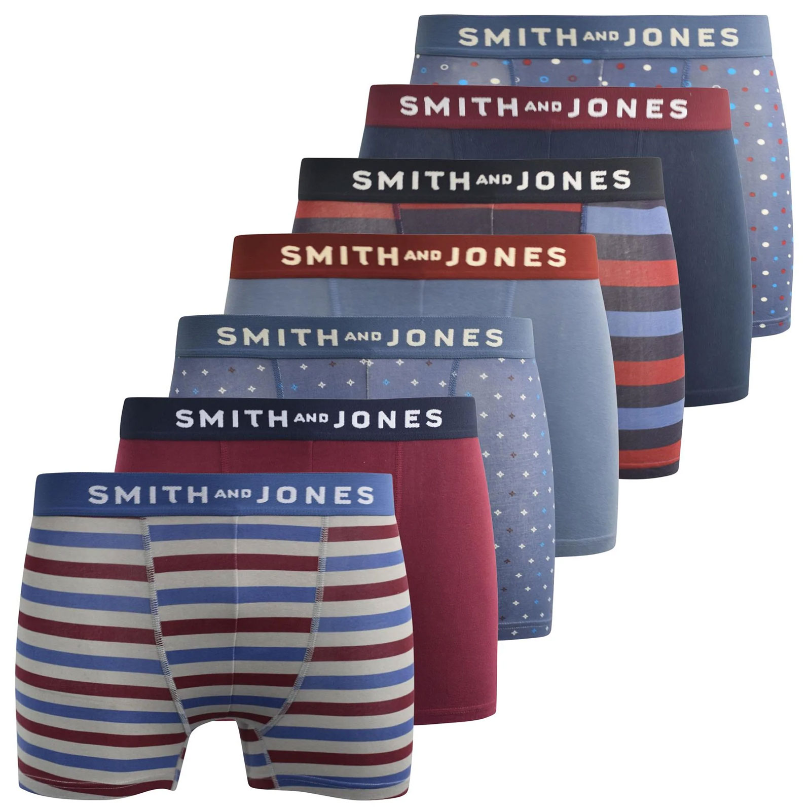 Smith & Jones Aziel Men's 7Pk Boxer Shorts  Colour : Multi