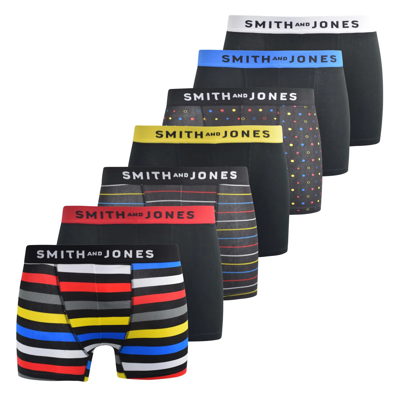 Smith & Jones Leland Men's 7Pk Boxer Shorts  Colour : Black