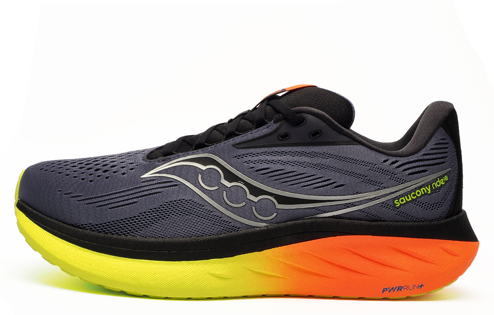 Saucony Ride 18 Men's Running Shoes Men's | Running Trainers  | Shadow / Vizi  | UK Size 10.5