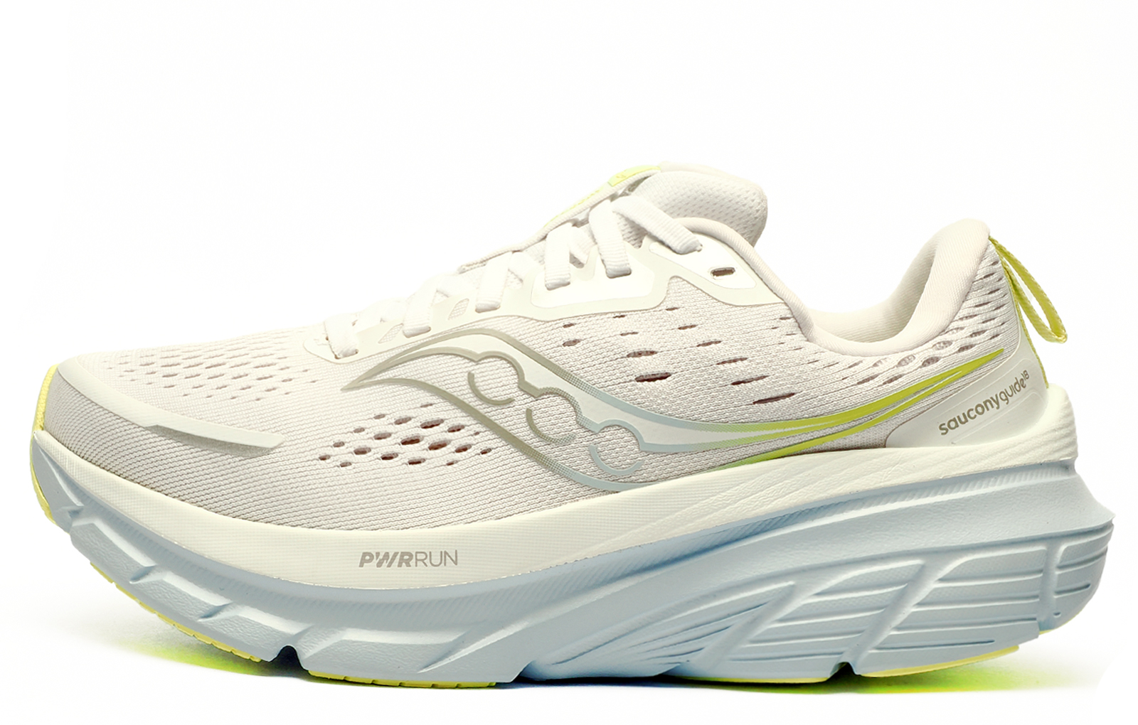 Saucony Guide 18 Womens Running Shoes (Wide Fit) | Running Trainers  | White / Ice Melt  | UK Size 6.5