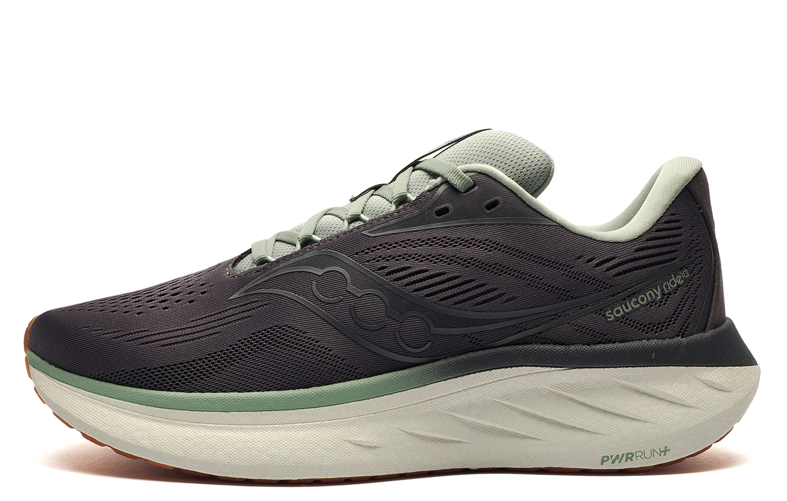 Saucony Ride 18 Men's Running Shoes Men's | Running Trainers  | Carbon / Iceberg  | UK Size 11
