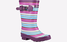 Cotswold Stripe Wellington Boot Junior Girls - GRD-28742-66470-15